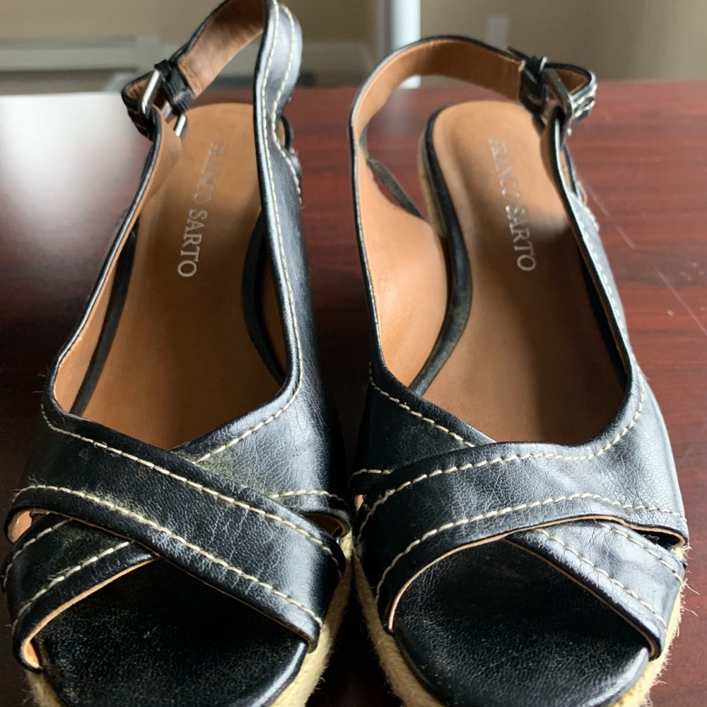 Woman’s black espadrilles